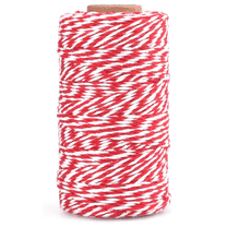 Manss Red and White String, 328 Feet 100m Cotton Bakers Twine String for Gift Wrapping, DIY Crafts, Tying Cake and Pastry Boxes, Party, Baking and Holidays