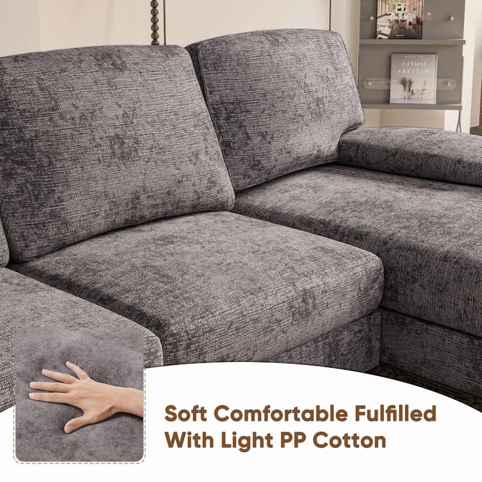 Furmax U Shaped Sectional Sofa Couch with Double Chaise for Apartments,Chenille Gray
