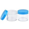 thumbnail image 4 of Beauticom Frascos redondos de plástico transparente a prueba de fugas de 2.12 oz/2.0 fl oz (2 onzas) con tapas azules para almacenamiento de viajes, maquillaje, loción cosmética, exfoliantes, cremas,, 4 of 5