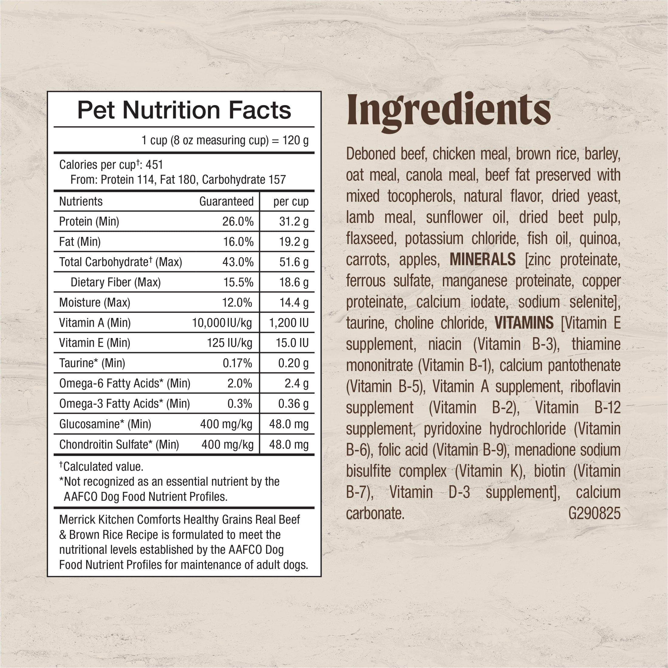 Merrick Kitchen Comforts Premium Adult Dry Dog Food with Ancient Grains, Real Deboned Beef and Brown Rice Dog Food Recipe, 33.0 lb.