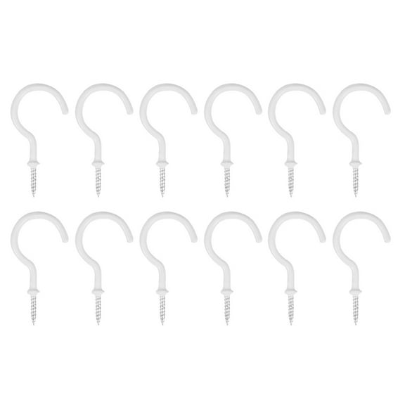 12-Pack Ceiling Hooks - 1.25" Screw-In Plant Hangers (50lb Capacity)