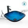 thumbnail image 3 of Eclife 16.5" Square Tempered Glass Bathroom Sink Combo with Faucet 1.5 GPM and Pop up Drain Bathroom Bowl,Blue, 3 of 8