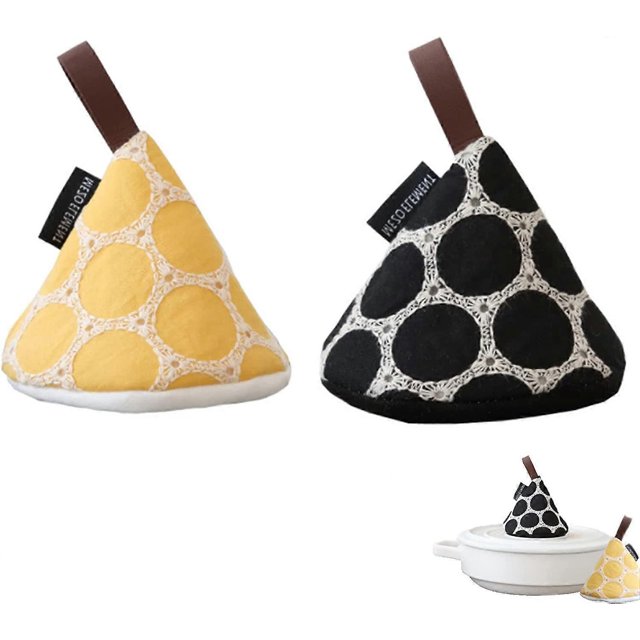 KAIYANG Paquete de 2 guantes para horno, manoplas de algodón antideslizantes, agarraderas y guantes para horno (amarillo, negro)