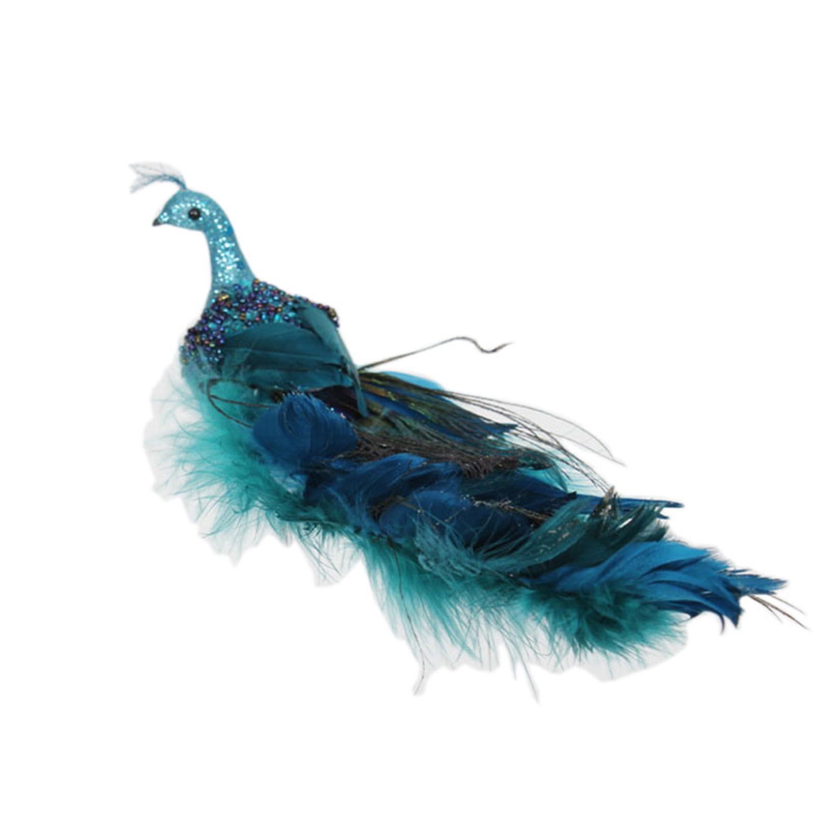 Set of Leather Peacock Feather Holiday Ornaments - Beadmask