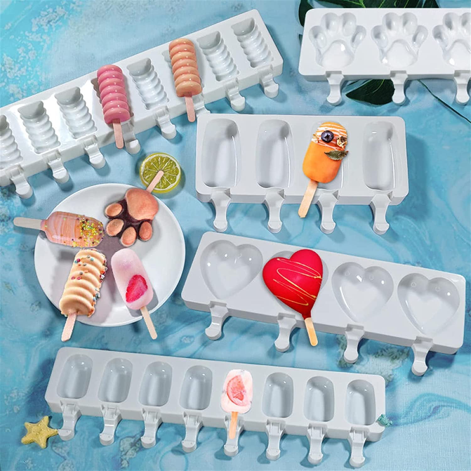 AMERTEER Cat claw silicone ice cube mold, fun ice cube tray, chocolate ice  cream fudge mold, with Lid 