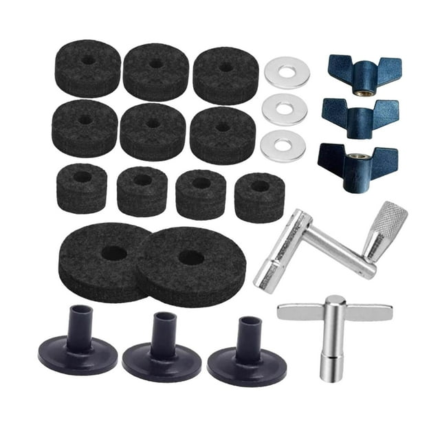 23 Piezas de Accesorios de Repuesto para Platillos, Funda para Batería, Almohadillas de Fieltro Livianas, Funda para Soporte de Platillos para Piezas Negro