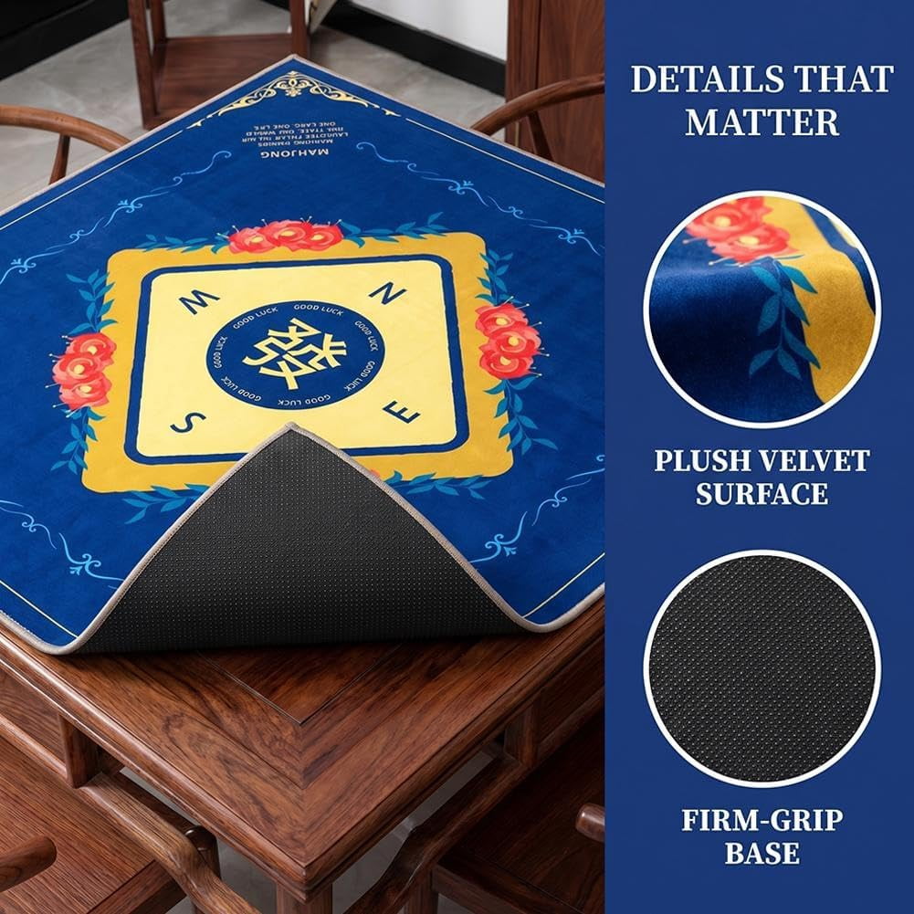 Mahjong Mat for Table, Noise Reduction and Non-Slip Mahjong Table Mat for Playing Cards, 31.5 x 31.5 Inch Gaming Mat for Mahjong, Poker, Board Games, and Card Games(: Pink)