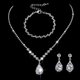 thumbnail image 1 of Conjunto de joyería de boda para novia, pendientes, collar y gota de agua con circonitas y diamantes brillantes, 1 of 6