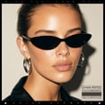 thumbnail image 5 of SA106 Womens Narrow Thin Cat Eye Plastic Gothic Retro Sunglasses / Black Frame - Black Lens, 5 of 8