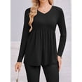thumbnail image 6 of Weardear Maternity Tops Long Sleeve Pleated Waist Pregnancy Shirts V Neck Casual Pregnant Clothes Tunic Blouse for Women, 6 of 6