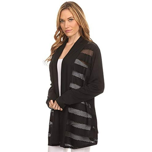 High Secret Women's Striped Design Open Front Cardigan