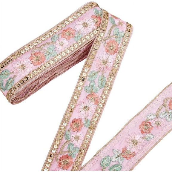 15yards National style Polyester Ribbons for Clothing Ornament Misty Rose 1-3/4 inch(43mm)