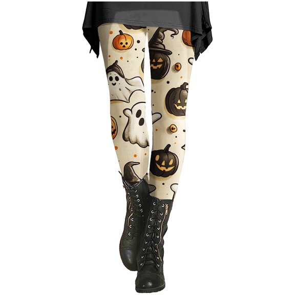 Halloween Clothes for Women Warm Stretchy Artistic Printed Autumn Winter Halloween Leggings for Women