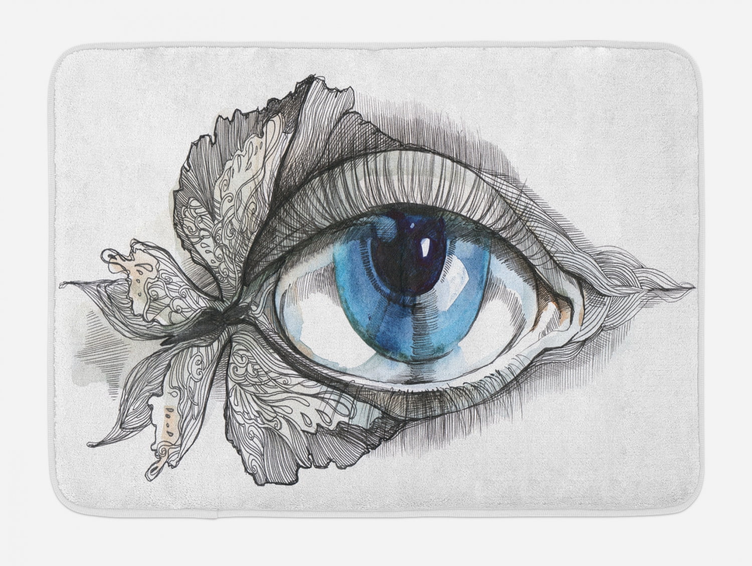 Eye Bath Mat, Abstract Human Eye with Butterfly Eyelashes Painting ...