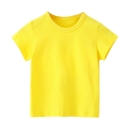 

Miluxas Clearance Toddler Baby Boys Girl Cotton T-shirt Comfortable Solid Color Short Sleeve Top Yellow 3-4Years
