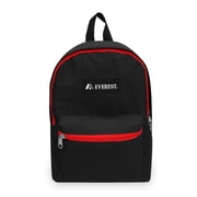 Everest 15 Basic Backpack, Black/Red All Ages, Unisex 1045K-BK/RD, Carrier and Shoulder Book Bag for School, Work, Sports, and Travel