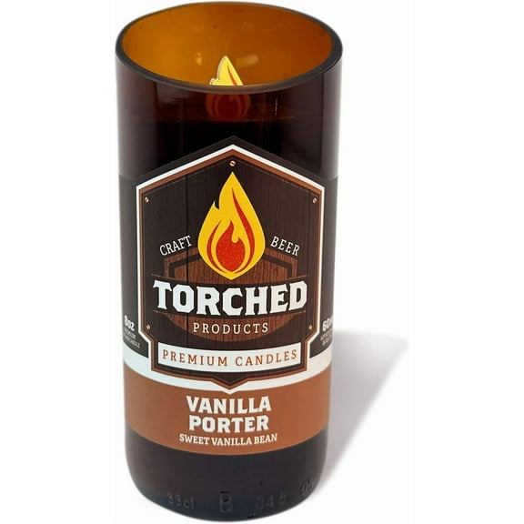 Torched Beer Scented Soy Wax Candles Vanilla Porter Scent 8 OZ Jar Brown