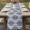 thumbnail image 4 of Nautical Brown Anchor Table Runner 72 Inches, Coastal Ocean Sea Grey Wooden Grain Bed Runner Dresser Scarves Tabletop for Indoor Outdoor Parties/Ceremony/Banquet, 14" x 72", 4 of 9
