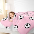 thumbnail image 4 of Erosebridal Soccer Kids 7pcs Bedding Comforter Set,Football Lovers Ball Games Queen Bedding Sets For Boys Teens,Reversible Pink, 4 of 7