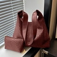 thumbnail image 2 of DGMIOCS Woven Tote Bag for Women with Purse, Fashion Shoulder Hobo Underarm Bags, Large Woven Handmade Work Commuter Day Bags Red, 2 of 4