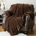 thumbnail image 2 of Battilo Fuzzy Faux Fur Throw Blanket, Soft Warm Reversible Chocolate Rabbit Fur Blanket,60"x80", 2 of 6