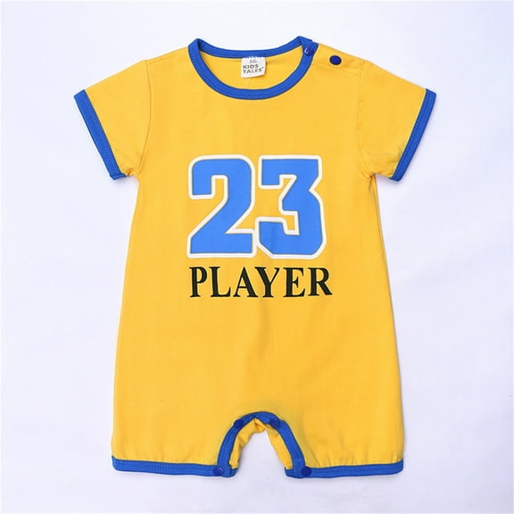 SNKSDGM Baby Rompers Boy Cowboy Baby Basketball Themed Outfit Rompers Short Sleeve Sports Clothes Football Shirts 12-18 Months