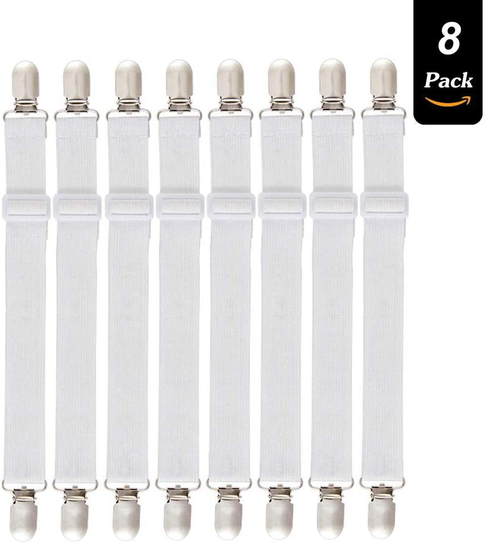 8 Pieces Adjustable Bed Sheet Tensioner, Elastic Bed Sheet Tensioner