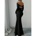 thumbnail image 4 of Women'S Long Sleeve Off the Shoulder Bodycon Dress Elegant Maxi Dress Cocktail Prom Dresses Black L, 4 of 7
