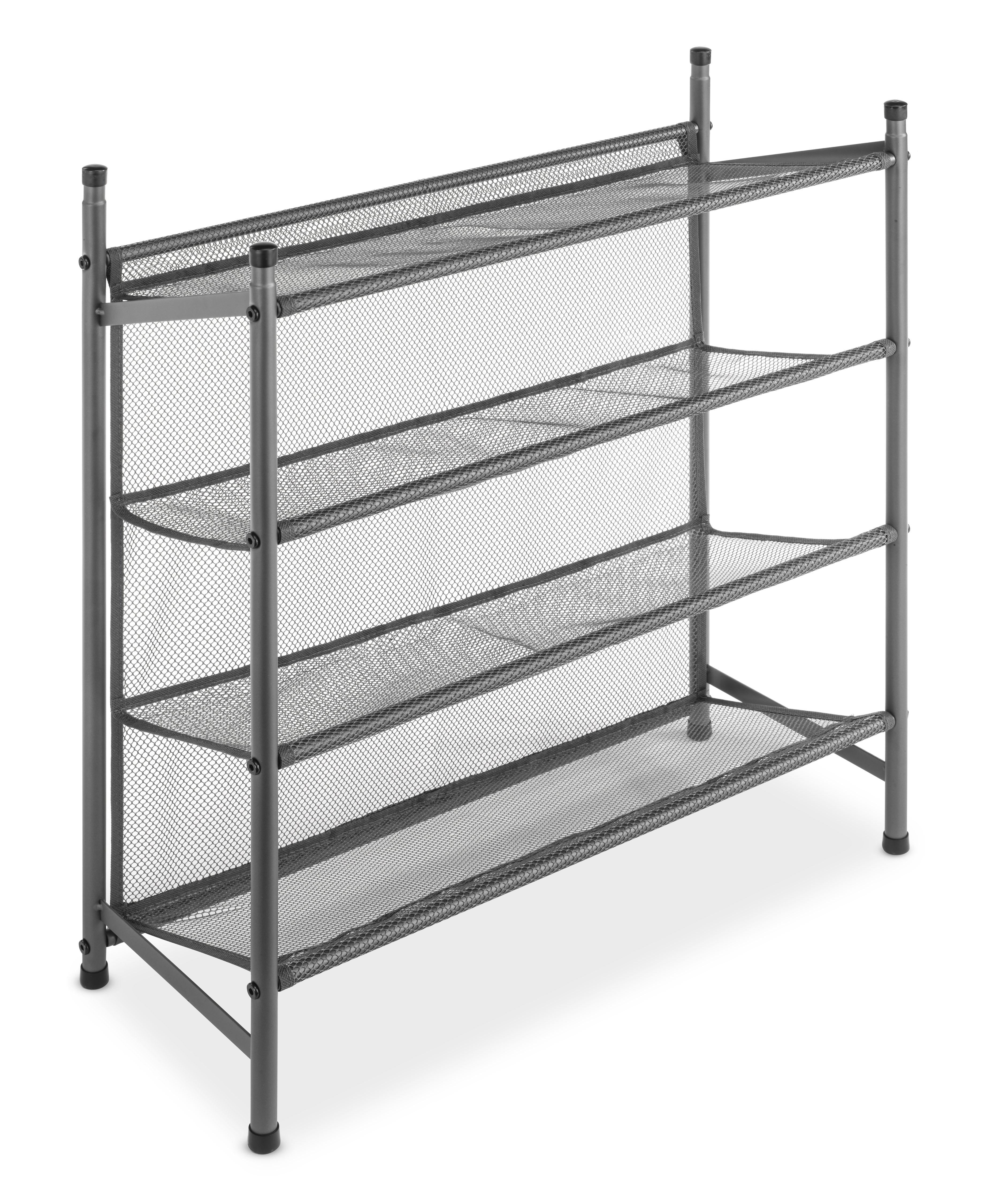 Whitmor Metal & Mesh 4-Tier Shoe Rack - Gunmetal Gray