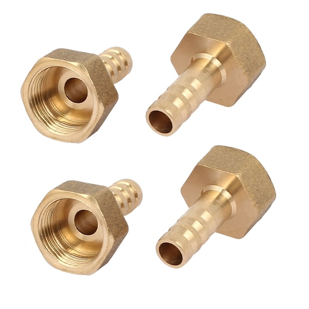 Conector de acoplamiento de tubo de latón con rosca hembra BSP de 3/8, barbilla de manguera de 8 mm, 4 piezas