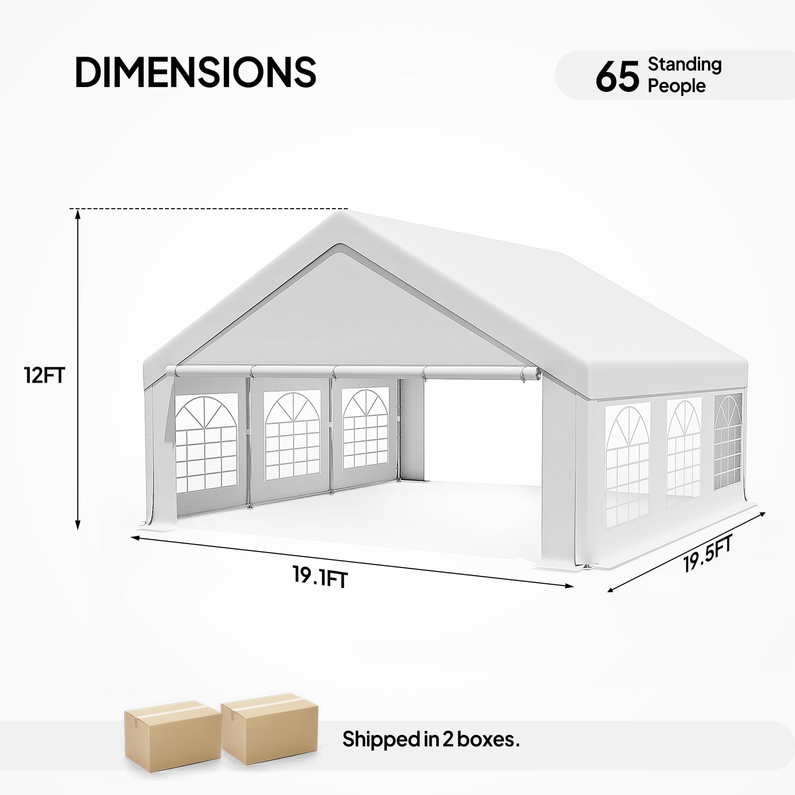 Ktaxon 20x20FT Large Party Tent, Heavy Duty Outdoor  Big Canopy Tent with 4 Removable Sidewalls, Patio Assembled Canopy Tent with 2 Roll up Doors & 6 Windows for Parties Wedding Commercial