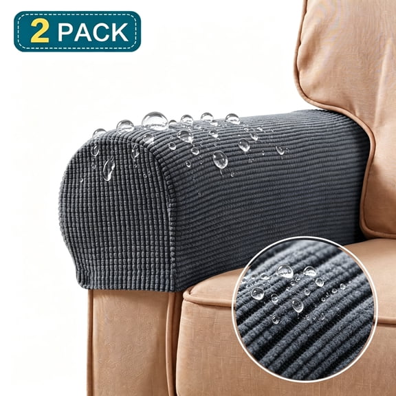 USIONE Stretch Armrest Covers Spandex Arm Covers for Chairs Couch Sofa Armchair Slipcovers for Recliner Sofa with Twist Pins 2pcs (Gray)