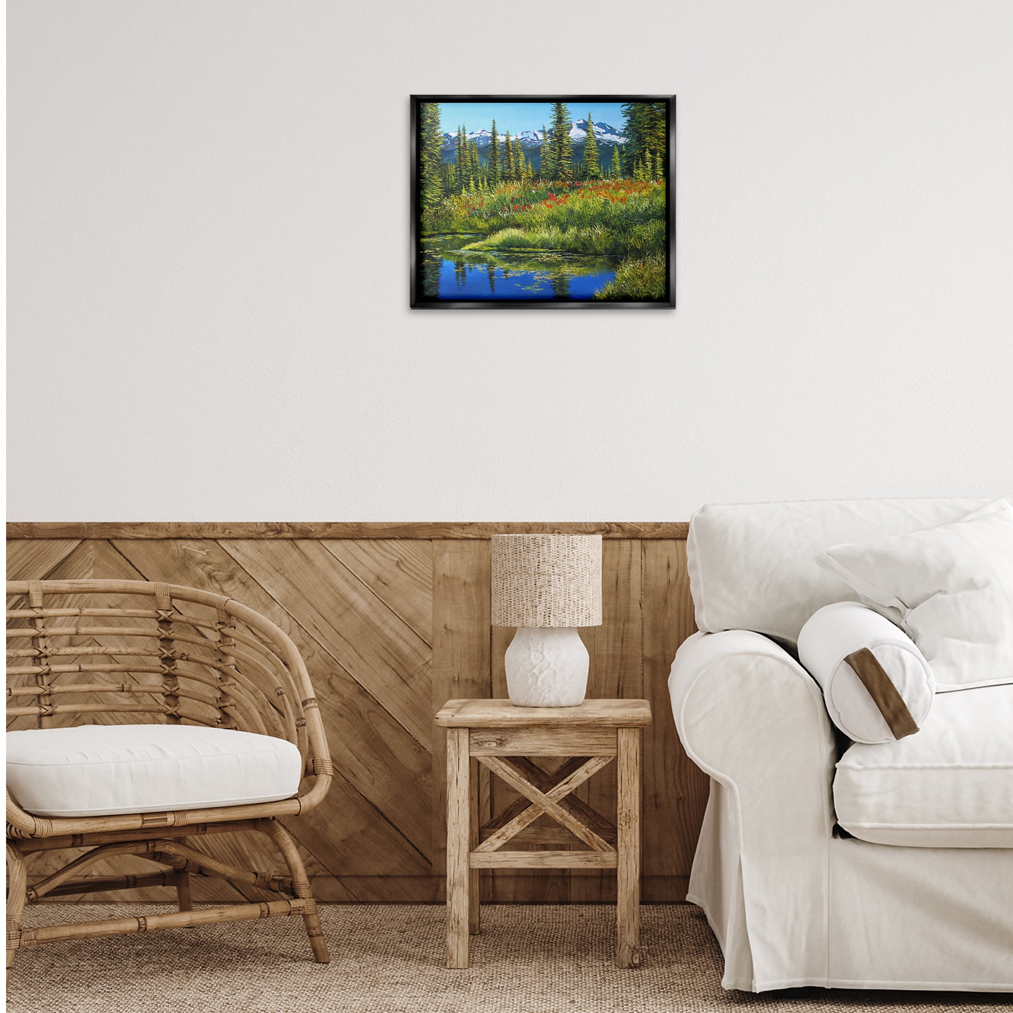 Stupell Industries High Country Summer Landscape & Nature Painting Black Floater Framed Canvas Art Print Wall Art, 21 x 17