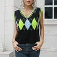 thumbnail image 3 of Womens Fall Fashion 2022! QLEICOM Sweaters for Women, Women‘s V-neck Multicolor Knitted Sweater Casual Fashion Sleeveless Vest Jacket Coat Tops On Clearance, 3 of 7
