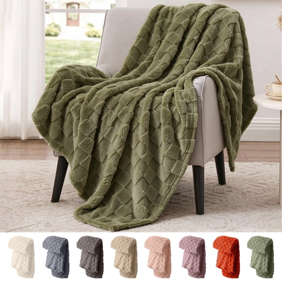 Nkmbld Fleece Throw Blanket for Couch, Soft Plush Thickened Bubble Blankets for Living Room Bed Sofa Couch Chair, Machines Washable, All-Season Use