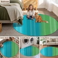 thumbnail image 6 of Color Gradient Striped Round Living Room Rugs 6 ft, Blue Teal Green Ombre Modern Abstract Washable Area Rug with Non-Slip Sturdy Edge Binding Round Carpet for Kitchen Office Bedroom, 6 of 9