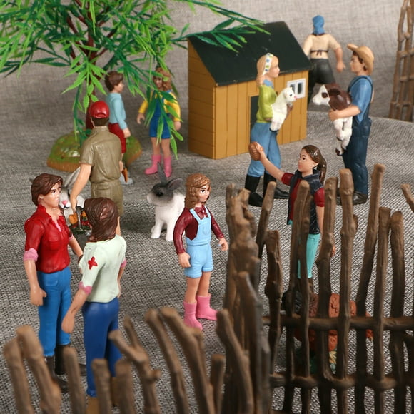 Simulación de personajes de colores, pequeños adornos, bricolaje, modelo estático de vinilo, escena agrícola, muñeco, trabajador de pasto, mesa de arena, juguete