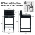 thumbnail image 3 of FIRAVOE Bar Stools Set of 3, Counter Height Bar Stools (Low Back)(Thickened Frame) 26" PU Leather Barstools Bar Chairs for Kitchen Island, Black, 3 of 9