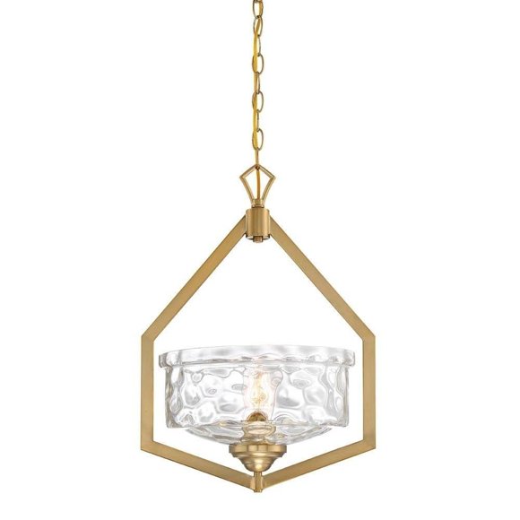 Designers Fountain 96350-BG Drake - One Light Foyer, Brushed Gold Finish with Clear Hammered Glass