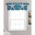 thumbnail image 3 of Summer Starfish Kitchen Valances for Windows Farmhouse Linen Window Valance Curtain for Living Room Window Treatment Coastal Ocean Watercolor Valance Rod Pocket Topper Drape, 42 x 18 Inch, 3 of 6