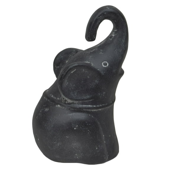 Anji Mountain Large Molded Elephant, 5"H x 6"W x 5"D, Black