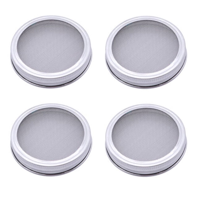 Luckyn Excellent Ventilation Multiple Uses Stainless Steel Lid for Sprouting Jar 7cm (4 Pcs)