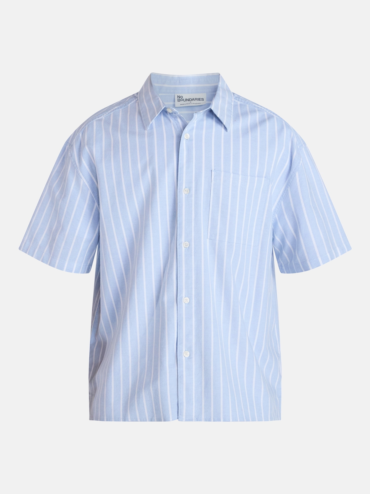 No Boundaries Boxy Cropped Fit Oxford Shirt with Short Sleeves, Men's XS-5XB