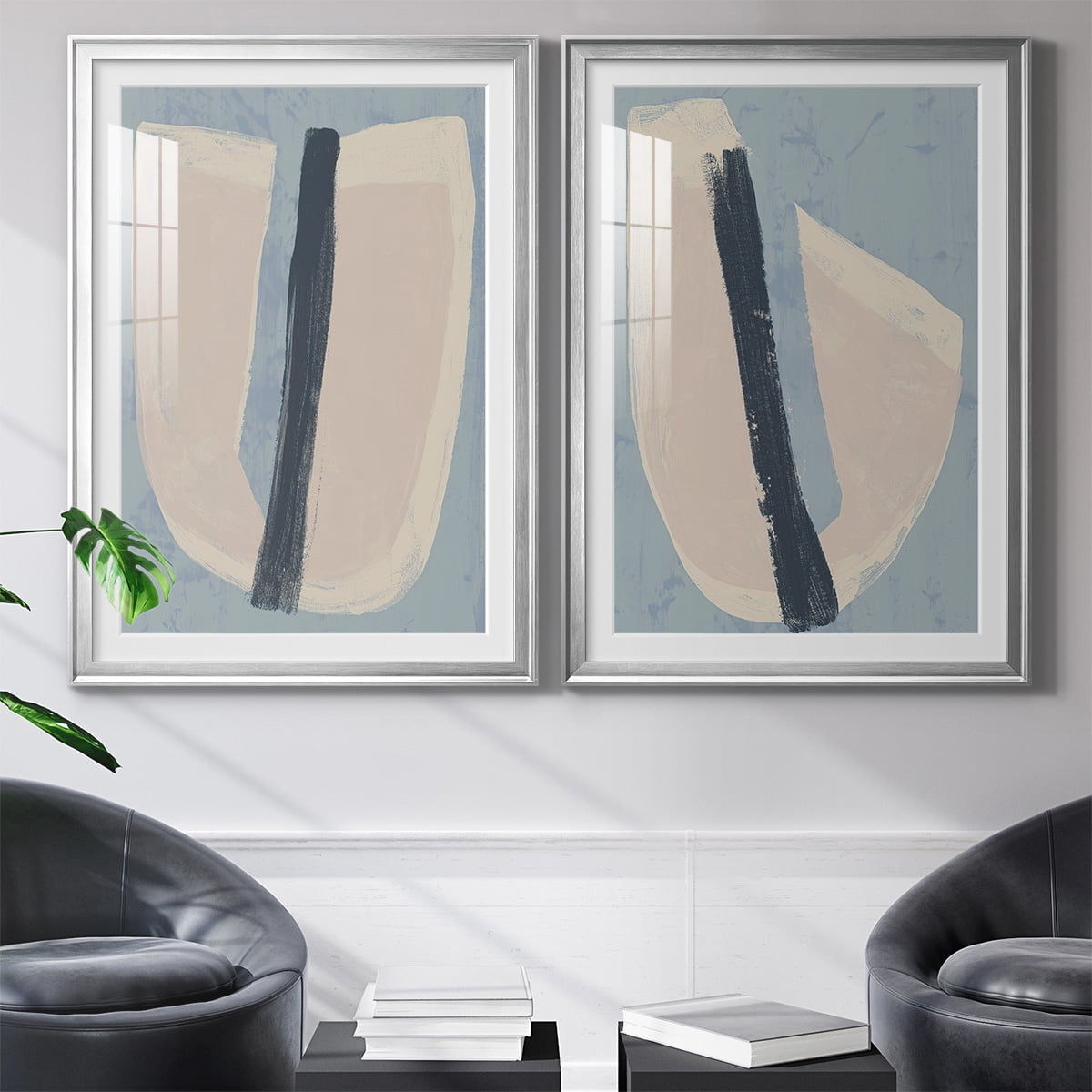 Wexford Home Paper Slice I Premium Framed Print, 26.5" x 36.5" - Ready to Hang, Silver (Set of 2)