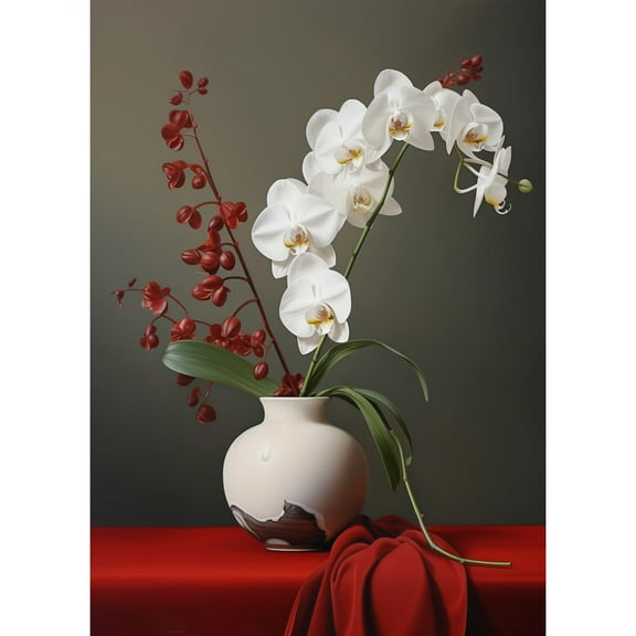 Orchid Flower in Vase 5D Diamond Art DIY Paint with Full Drill Round Diamond Gems Painting by Number Kits for Adults Art Craft Home Wall Decor 11.8x15.8inch(2)