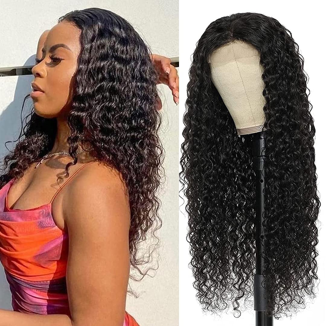 18 Inch Deep Wave Wig Curly 4X4 Lace Closure Wig Human Hair Pre Plucked with Baby Hair for Black Women Natural Color Walmart