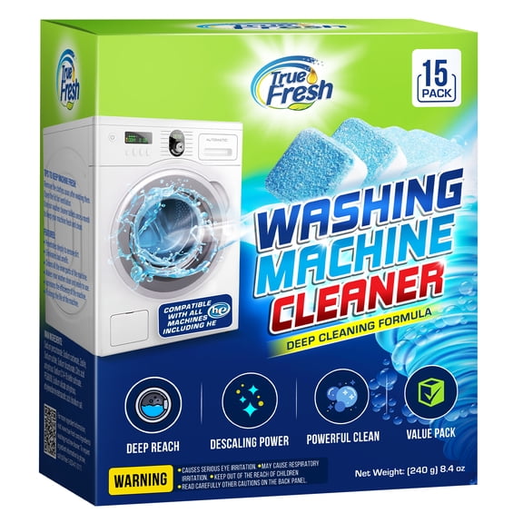 True Fresh Washing Machine Cleaning Tablets 15 Pack, Washer Machine Cleaner Tablets, Washer Cleaner Tablets Front Loader and Top Loader