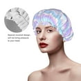 thumbnail image 4 of Disketp Striped Gradient Shower Caps,Reusable Shower Cap For Women, Double Layer Waterproof Hair Cap, Large Size For All Hair Lengths,For Girls Spa Home Salon Use, 4 of 9