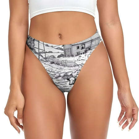 Sigee Country Farm Scene for Women s G-String Sexy  Low Rise  Soft Lace Perfect for Special Occasions-4X-Large