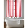 thumbnail image 6 of Red Pink Stripe Semi Sheer Curtains 72 Inch Length 2 Panels Set, Geometric White Vertical Striped Sheer Kitchen Curtain Privacy Voile Window Curtain for Living Room Bedroom Rod Pocket Drapes, 6 of 7